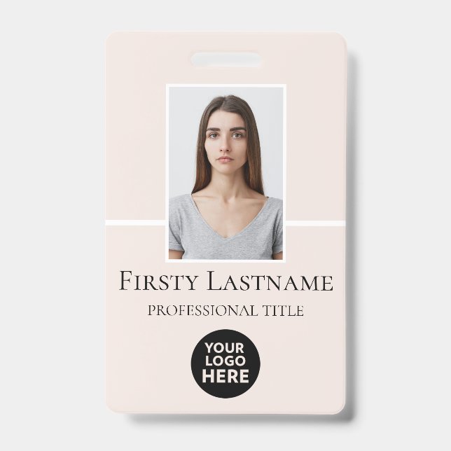Badge employé personnalisé avec photo, code-barres (Avant)