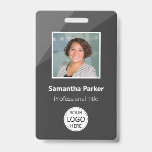 Badge Employé Personnalisé Gris - Photo d'identité