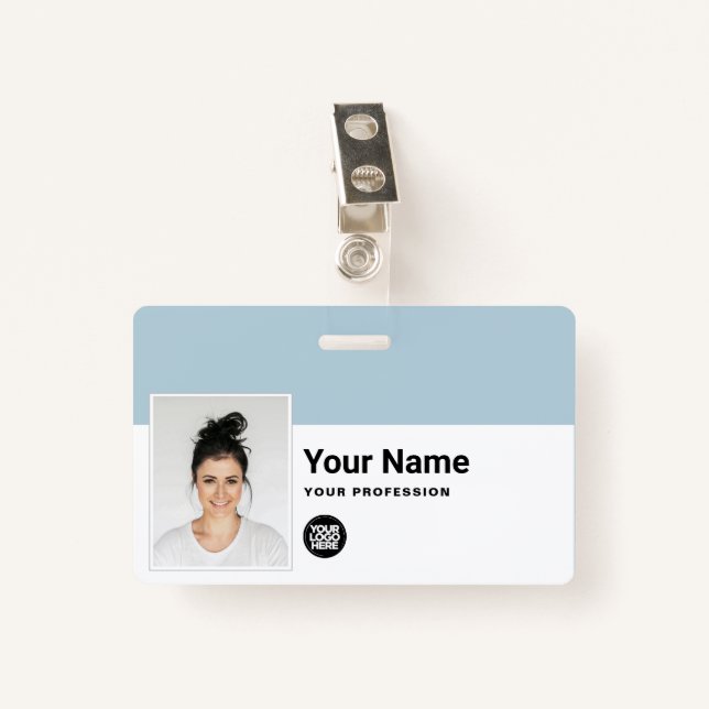 Badge Employé personnalisé - Nom du logo professionnel (Devant avec clip)