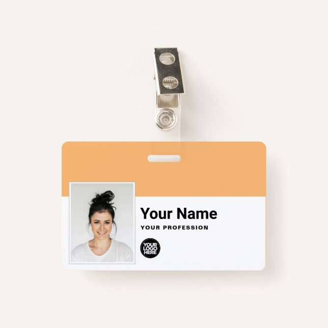 Badge Employé personnalisé - Nom du logo professionnel (Devant avec clip)