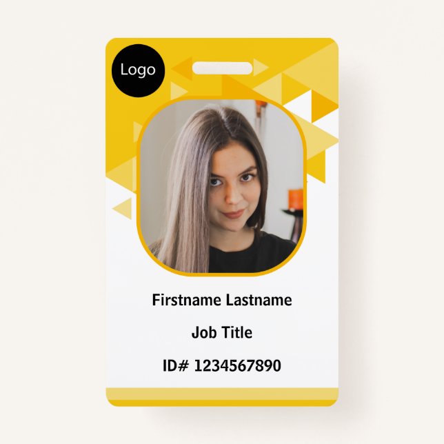 Badge employé personnalisé orange, personnalisez votre p (Devant)