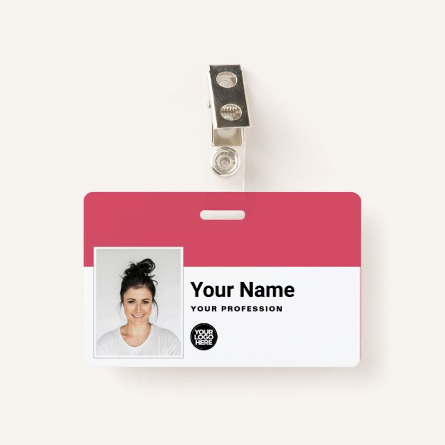 Badge Employé Personnalisé - Photo, Code Barre, Logo, No (Devant avec clip)