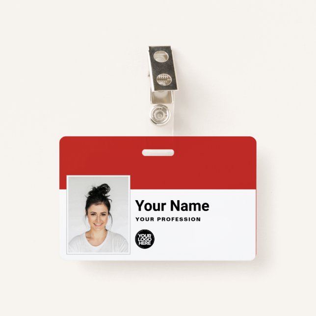 Badge Employé Personnalisé - Photo, Code Barre, Logo, No (Devant avec clip)