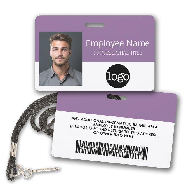 Badge Employé Personnalisé - Photo, Code Barre, Logo, No (Plastic ID Badge with Photo and Logo)