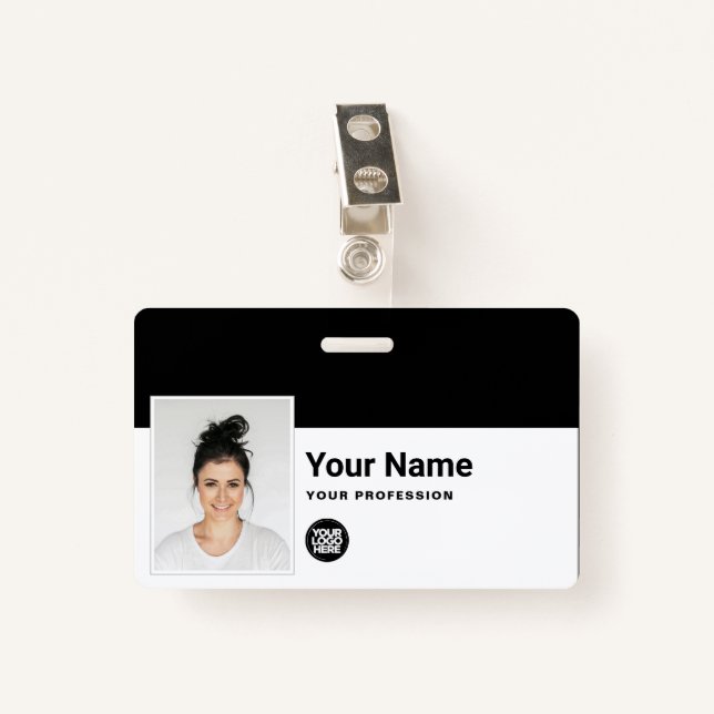Badge Employé Personnalisé - Photo, Code Barre, Logo, No (Devant avec clip)