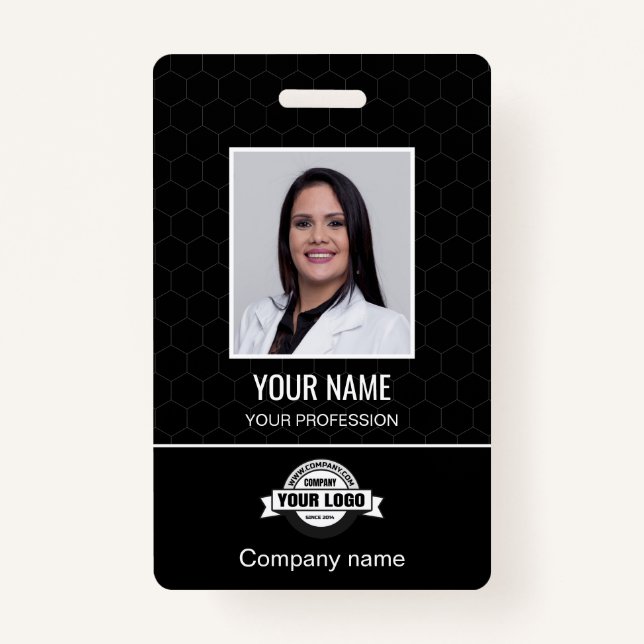 Badge Employé Personnalisé - Photo, Code Barre, Logo, No (Devant)