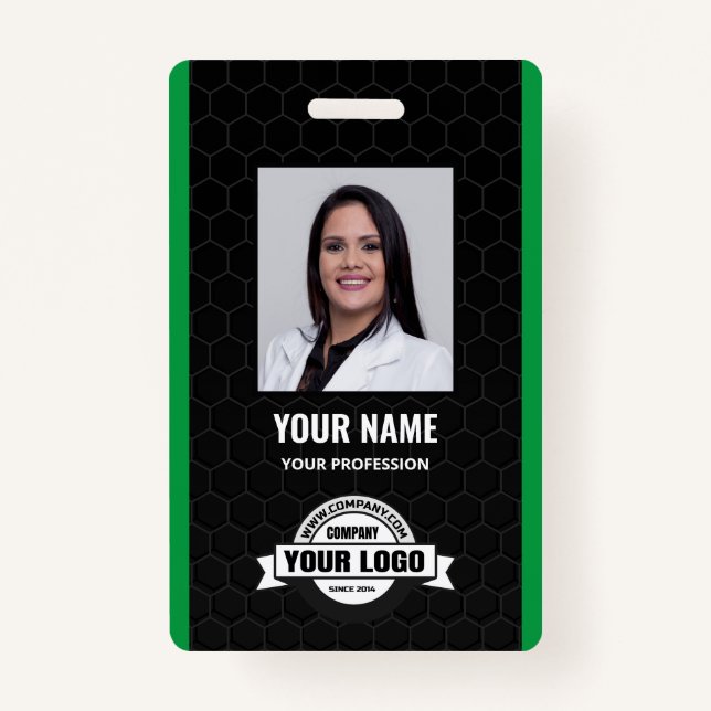 Badge Employé Personnalisé - Photo, Code Barre, Logo, No (Devant)