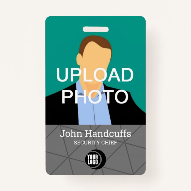 Badge Employé Personnalisé - Photo, Code Barre, Logo, No (Devant)