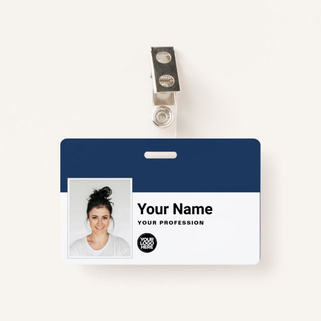 Badge Employé Personnalisé - Photo, Code Barre, Logo, No (Devant avec clip)