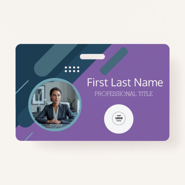 Badge Employé Personnalisé - Photo, Code Barre, Logo, No (Devant)