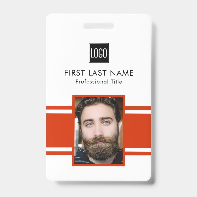Badge Employé personnalisé | Photo du personnel du logo  (Avant)
