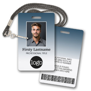 Badge Employé - Photo, Code barre, Logo, Dégradé de nom
