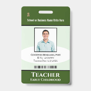 Badge Employé professionnel de l'école Photo Code-barres