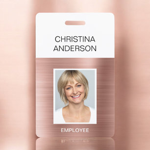Badge Employée Rose Gold - Nom Photo Entreprise