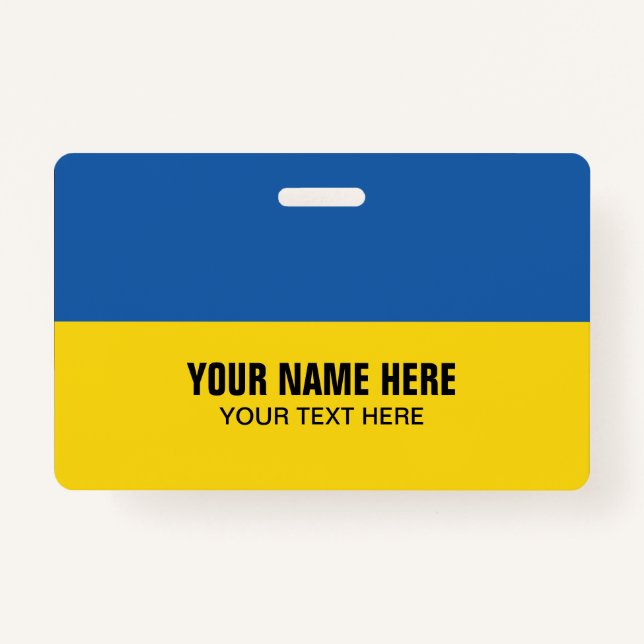 Badge en plastique avec drapeau ukrainien (Devant)