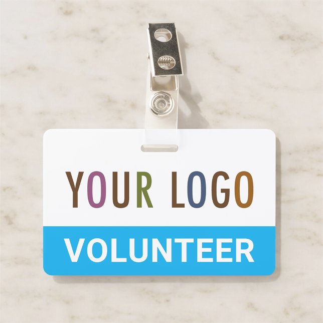 Badge en plastique PVC Volontaire avec Clip Logo p (MISOOK Horizontal Volunteer Badge with Logo)