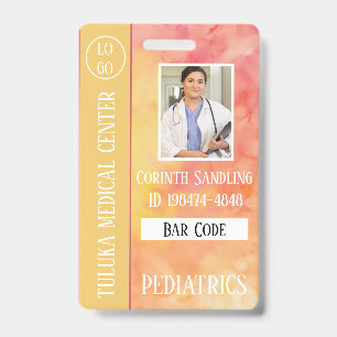 Badge Encres rose chaud jaune Medica Photo ID
