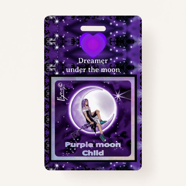 Badge Enfant de lune violette (Devant)