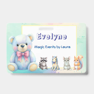 Badge Enfants Planificateur de fête Pastel Teddy Bear Co