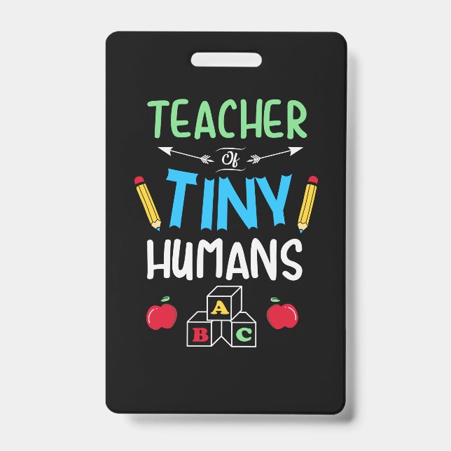 Badge Enseignant Cadeau enseignant minuscules humains (Avant)