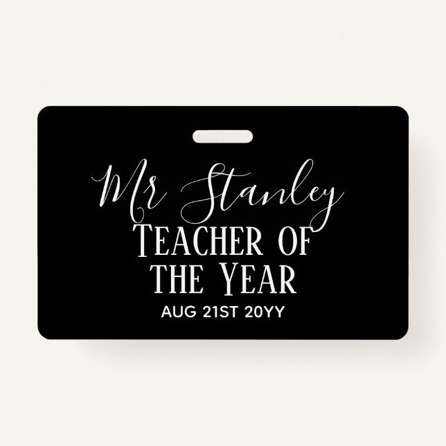 Badge Enseignant de l'année Personnalisé cadeau de texte (Devant)