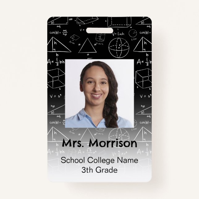 Badge Enseignant en géométrie mathématique (Devant)