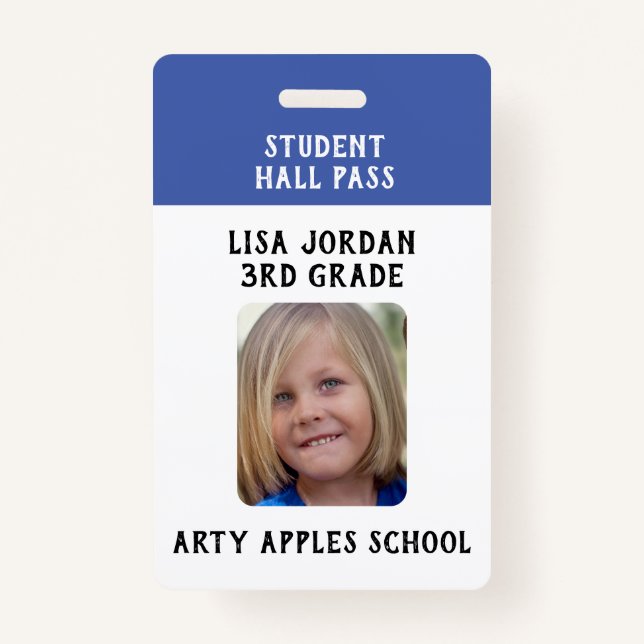 Badge Enseignant ou étudiant de l'école bleue (Devant)