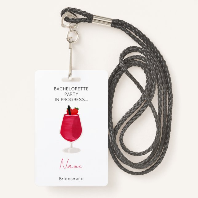 Badge Enterrement de vie de jeune fille Filles Weekend D (Devant avec lanière)