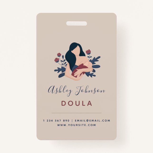 Badge Entraîneur de naissance Doula Midwoman Elegant Boh (Devant)