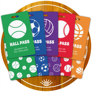 Badge entraîneur de volley-ball Teacher Hall Pass couleu