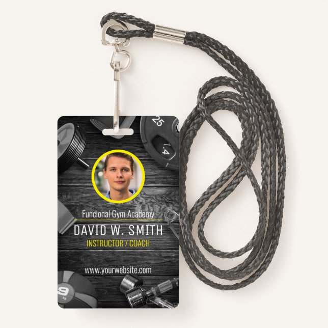 Badge Entraîneur d'instructeur de gym fonctionnel (Devant avec lanière)