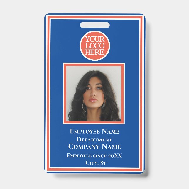 Badge Entreprise Ajouter Logo Modern Orange Blue Company (Front)