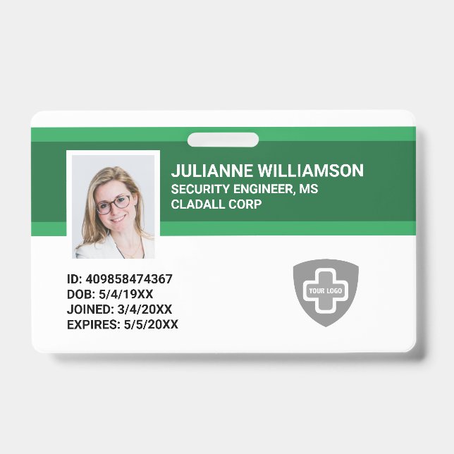 Badge Entreprise de Photo ID, Code-Barres et Logo Person (Avant)