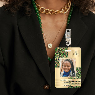 Badge Entreprise de photos de léopard vert émeraude pour