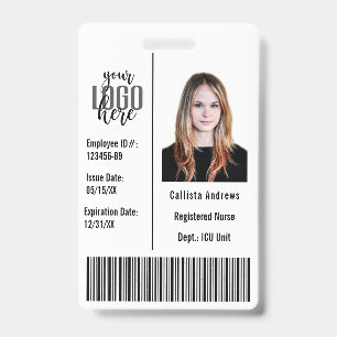 Badge Entreprise personnalisée Photo Nom du salarié Code