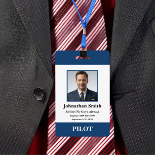 Badge Entreprise Photo Pilote de Ligne ID Sécurité Aviat