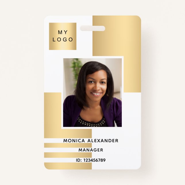 Badge Entreprise photo profil or blanc (Devant)