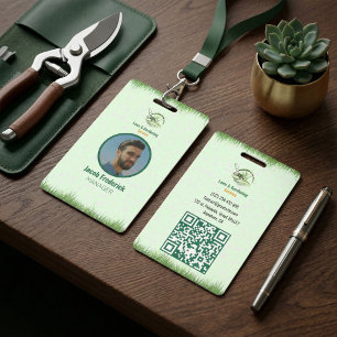 Badge Entretien de pelouse professionnel blanc et vert