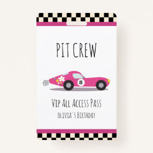 Badge Équipage Pit Course Voiture Anniversaire Fête Pit