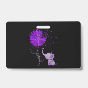 Badge Espoir Combat Éléphant Mignon Alzheimer Ruban Viol