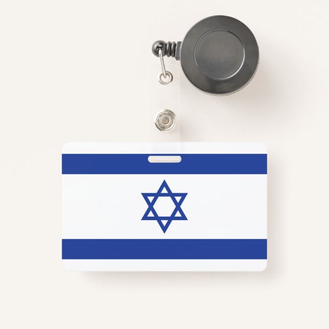 Badge Etat d'Israël Drapeau, Étoile de David Juifs (Front with Retractable)
