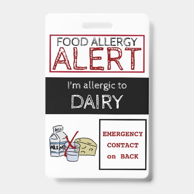 Badge Étiquette Alerte aux allergies pour les aliments l (Avant)