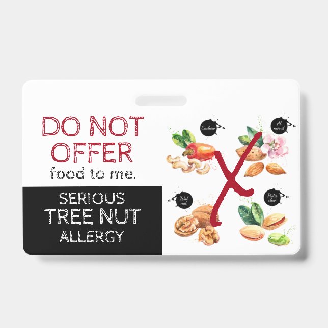 Badge Étiquette d'alerte d'allergie alimentaire aux noix (Avant)