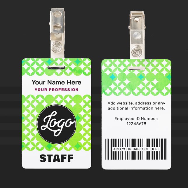 Badge Étiquette de personnel personnalisée avec logo nom (Custom Logo Employee Staff Tag Professional Name Badge Corporate Administrative Company Business ID)