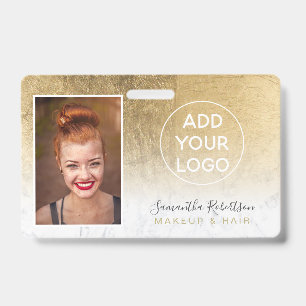 Badge Étiquette de photo d'employé en marbre avec feuill