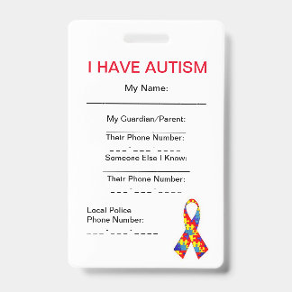 Badge Étiquette d'identification d'autisme (verticale)