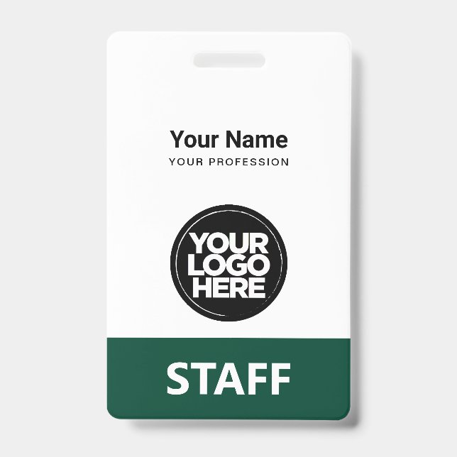 Badge Étiquette foncée verte Nom de l'employé Logo comme (Avant)