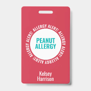 Badge Étiquette personnalisée d'alerte d'allergie pour e