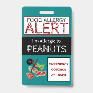 Badge Étiquette Turquoise Alerte d'allergie aux aliments