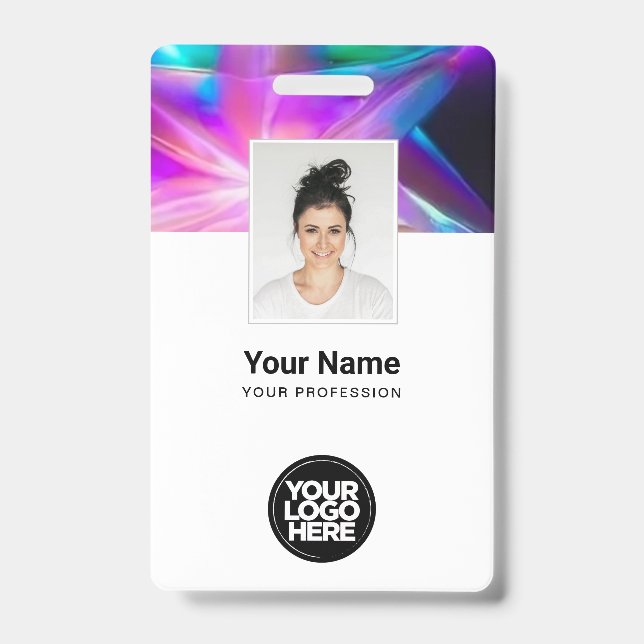 Badge Étiquettes de nom d'employé holographiques personn (Avant)